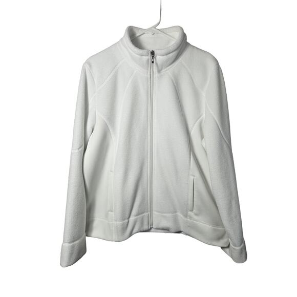 IZOD Women's White Full Zip Jacket Size XL Long Sleeve Warm Pockets - Picture 1 of 8
